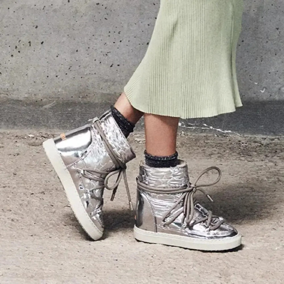 Inuikii Bomber Star Endurance Metallic Boot Silver Size 10 - Picture 1 of 12